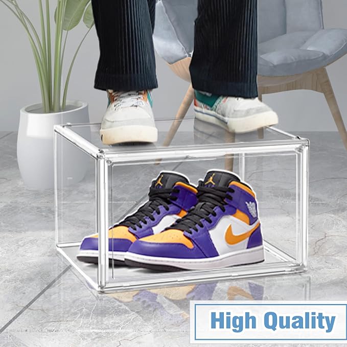 10 Pcs Clear Shoe Storage Boxes Stackable Acrylic Sneaker Shoe Display Case - Image 6
