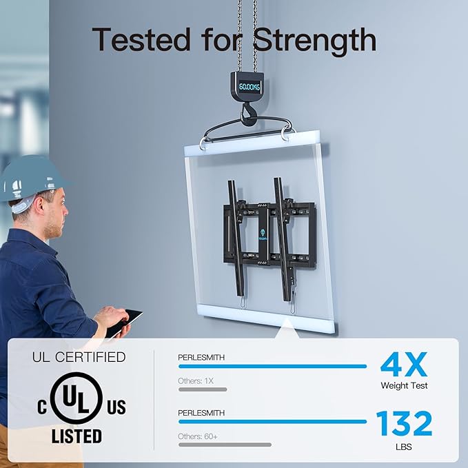 PERLESMITH UL Listed TV Mount for Most 37-85 inch TV, Universal Tilt TV Wall - Image 3