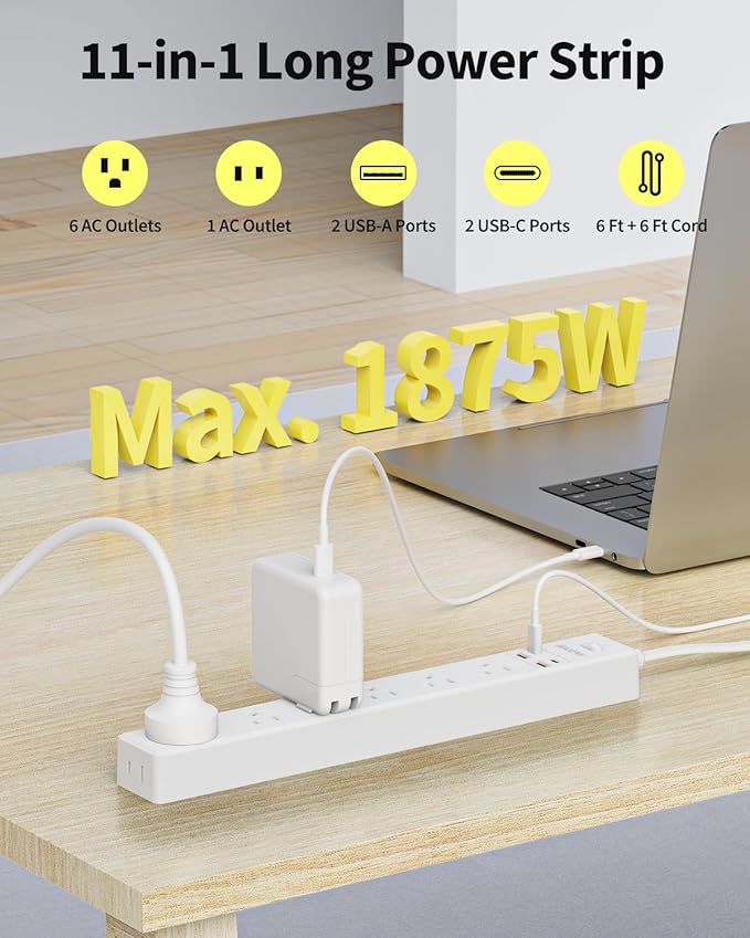 2 Pack Power Strip Surge Protector - Image 2
