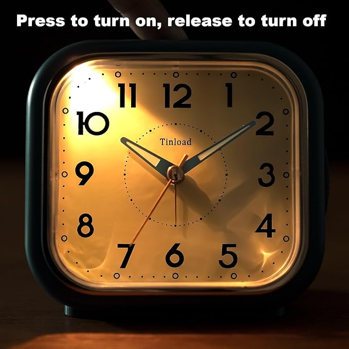 4.5" Vintage Retro Analog Alarm Clock, Super Silent Non Ticking Clock - Image 6