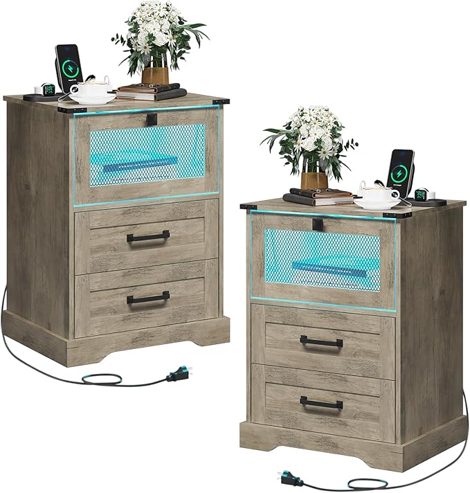 Hasuit Farmhouse Night Stand Set of 2 by Hasuit