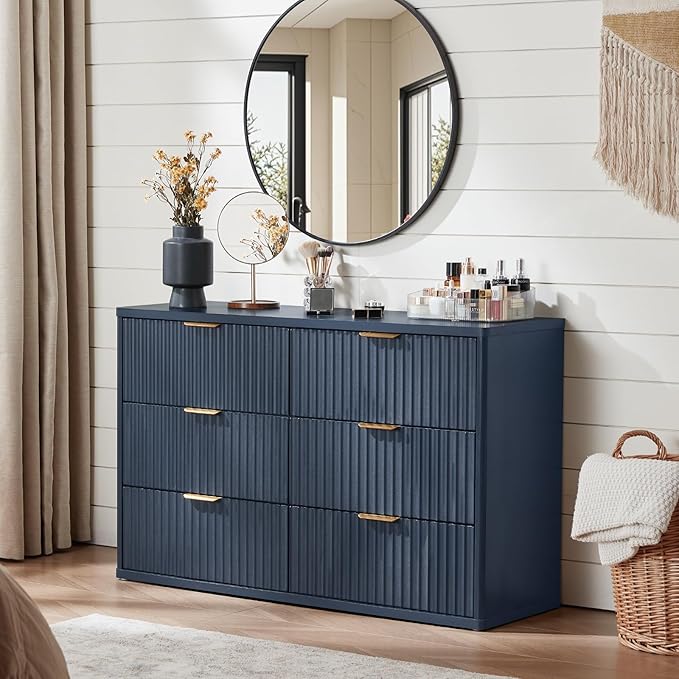 LEYAOYAO Fluted Dressers & Nightstand Set of 3, Wood 48" Wide Dresser & 42" - Image 9