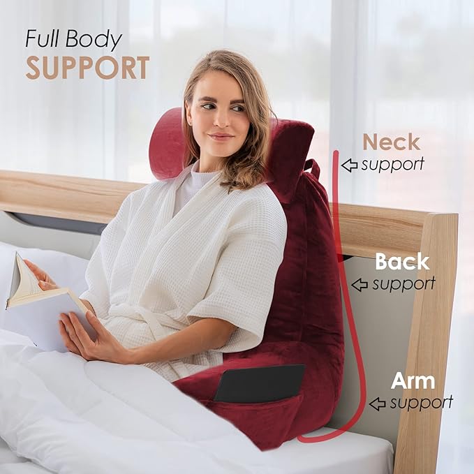 Nestl Reading Pillow with Shredded Memory Foam Includes 2 Neck and Lumber - Image 7