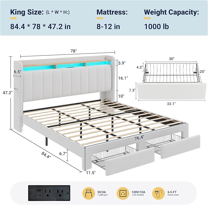 Allewie Velvet Vertical Tufted King Size Upholstered Platform Bed Frame - Image 2