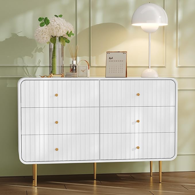 HLR Fluted 6 Drawers Dresser, Dresser TV Stand, Wood Dressers & Chest of Drawers by HomeDeservesaRelaxLiving