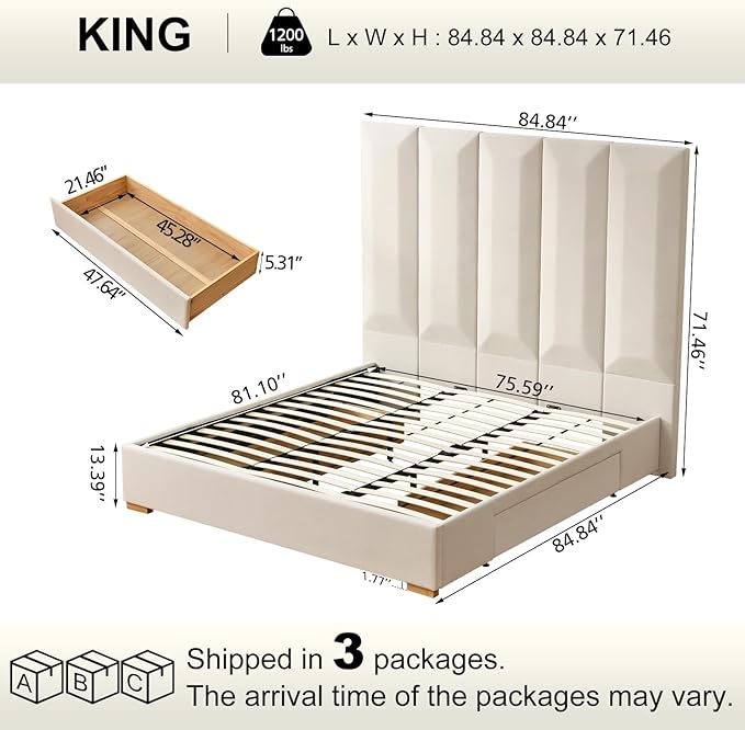 VELOCAVA King Size Upholstered Bed Frame - Image 6