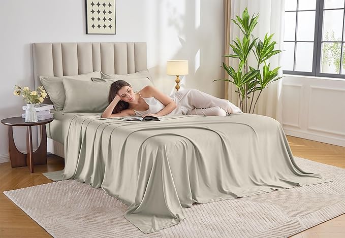 Pure Bamboo King Sheets, Genuine 100% Organic Viscose Derived from Bamboo Bed - Image 2