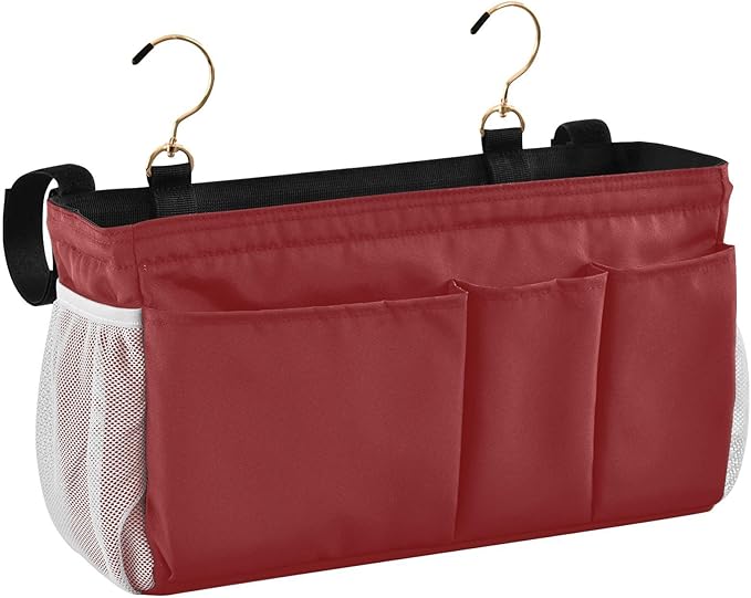 KOPIRIT Navy Red Bedside Caddy Storage Bag Bedside Organizer by KOPIRIT