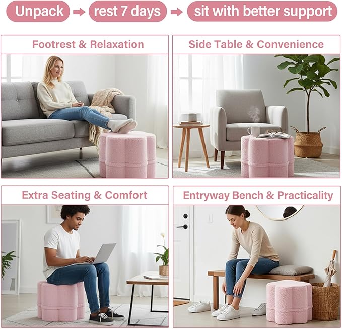 Tiita Floral Pouf Ottoman, Foot Stools Ottoman - Image 3