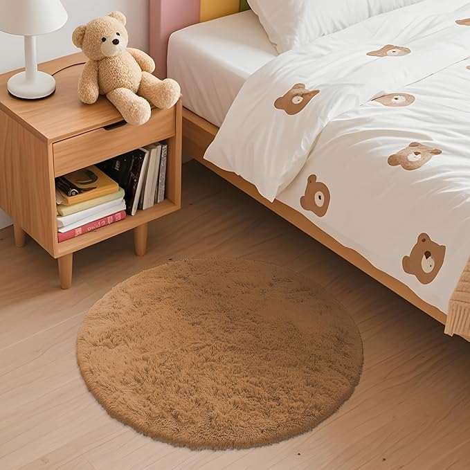 OLANLY Khaki Round Rugs for Bedroom - Image 2