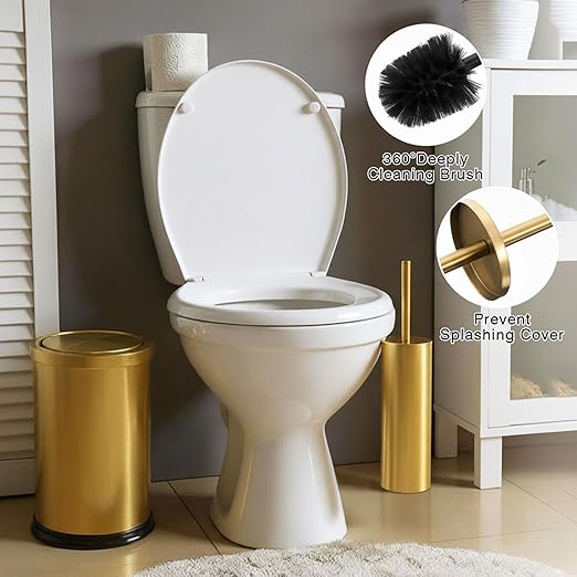 Maxdot 2 Pcs Gold Bathroom Trash Can - Image 4