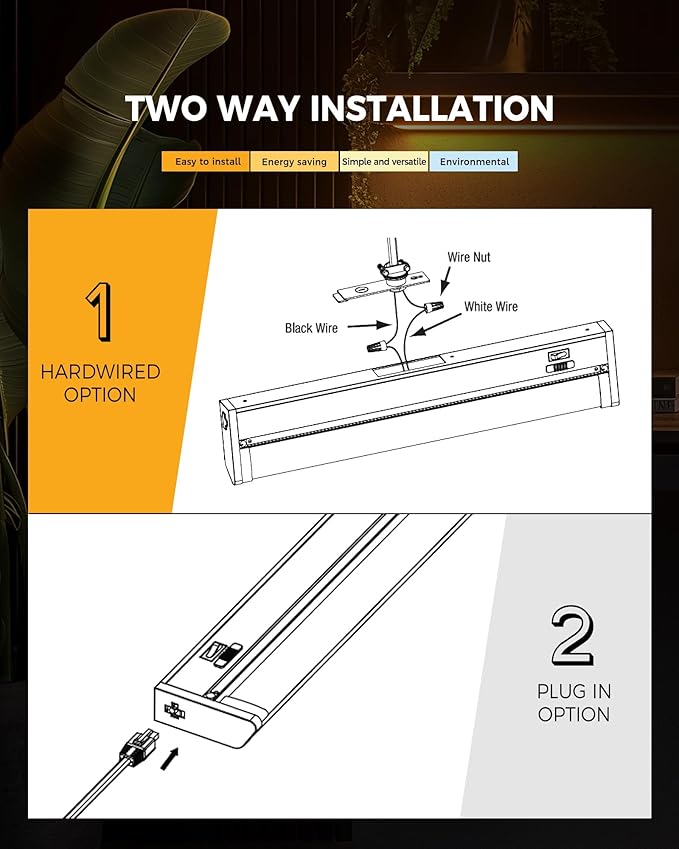 24" 6Pack Hardwired Under Cabinet LED Light Plug in, 16W 1200LM, Rotatable 45° - Image 6
