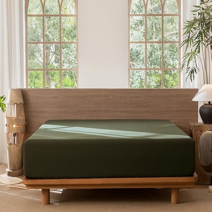 MooMee Fitted Bottom Sheet Only 100% Washed Cotton Linen Like Textured - Image 3