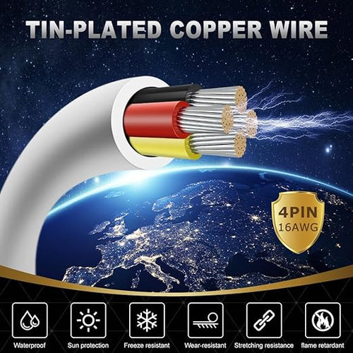 16 Gauge 4 Conductor Electrical Wire, 65.6FT White Stranded Low Voltage 16/4 - Image 2
