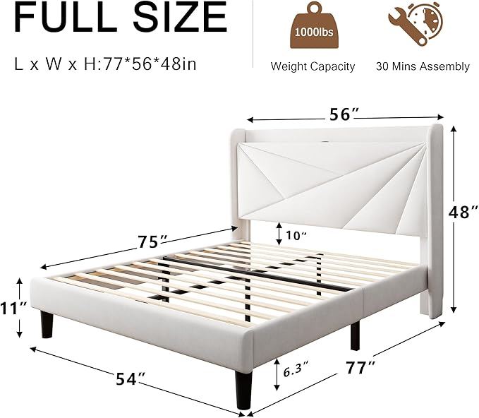 Full Size Upholstered Bed Frame - Image 2