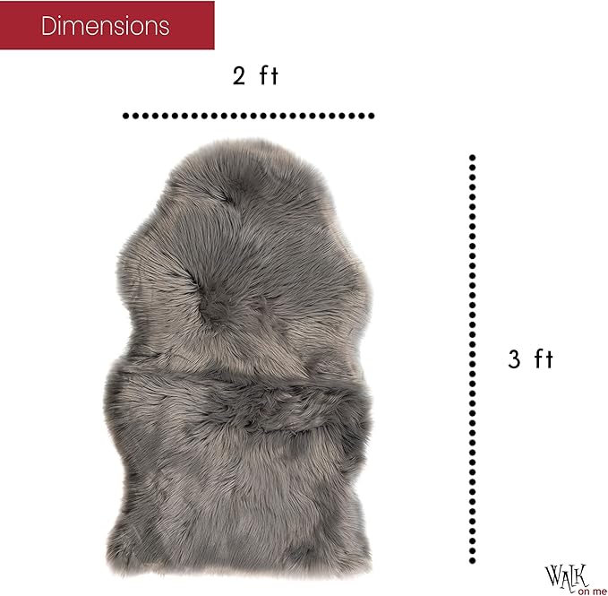 Walk on Me Gray Faux Fur Sheepskin Rug: Ultra Soft, Super Thick, Fluffy 2x3 - Image 7