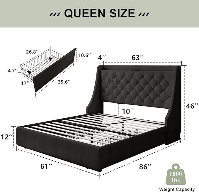 Feonase Upholstered Queen Size Bed Frame - Image 2