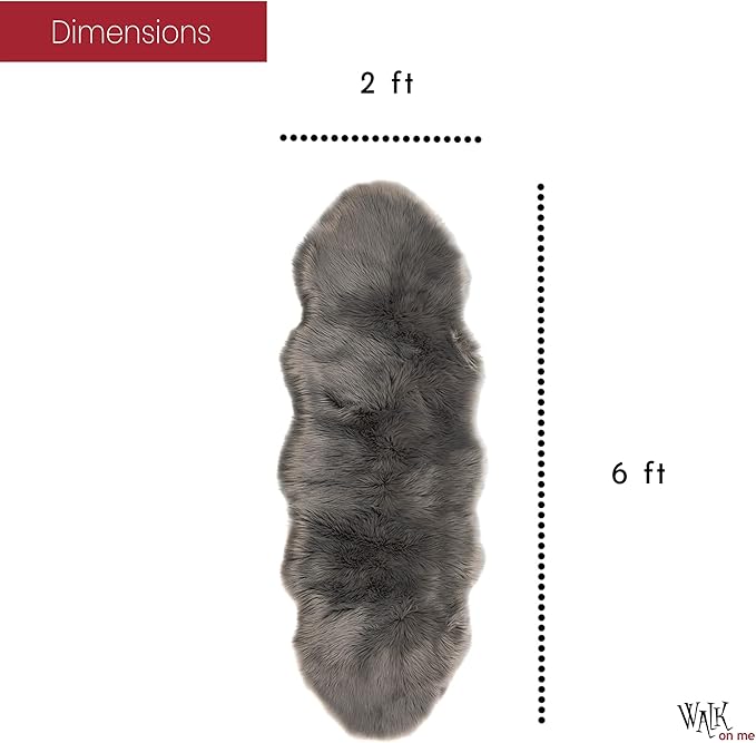 Silky Soft Faux Fur Rug, 2 ft. x 6 ft. Gray Fluffy Rug, Sheepskin Area Runner - Image 2