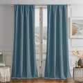 Joydeco Greyish Blue Velvet Curtains 72 Inches 2 Panels, Luxury Thermal by JOYDECO