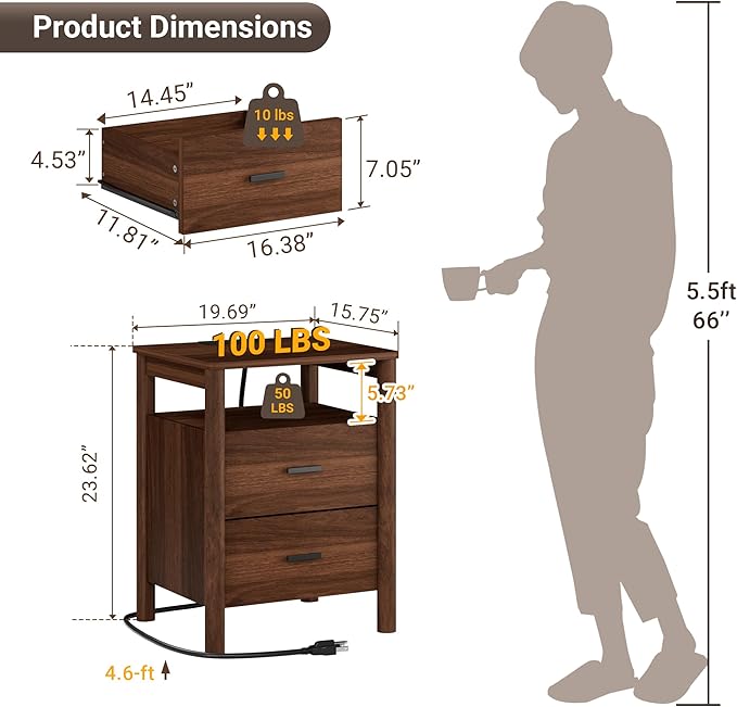 FavourLife Night Stand, Modern Nightstand - Image 2