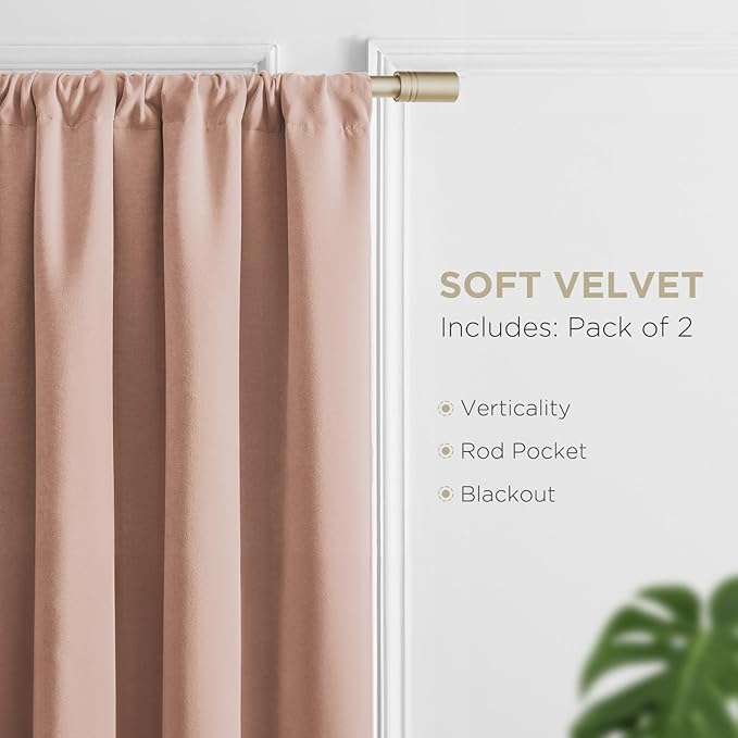 Joydeco Candy Pink Velvet Curtains 72 Inches 2 Panels, Luxury Thermal Insulated - Image 3