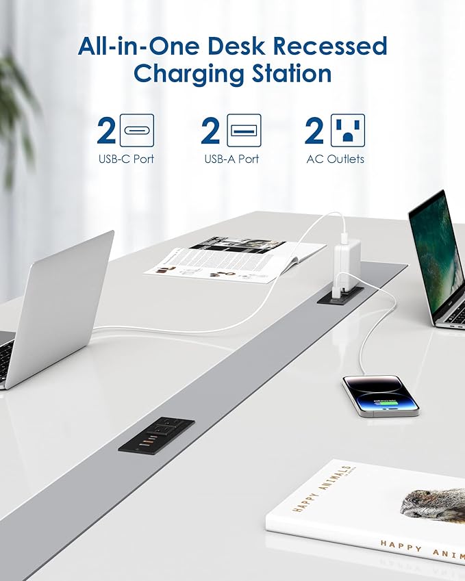 Recessed Power Strip with 30W USB C, Ultra Thin Flat Plug Power Strip, 2 - Image 4