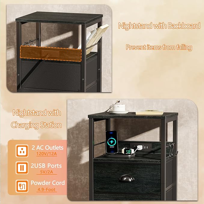 Furologee Nightstand Set of 2, - Image 6