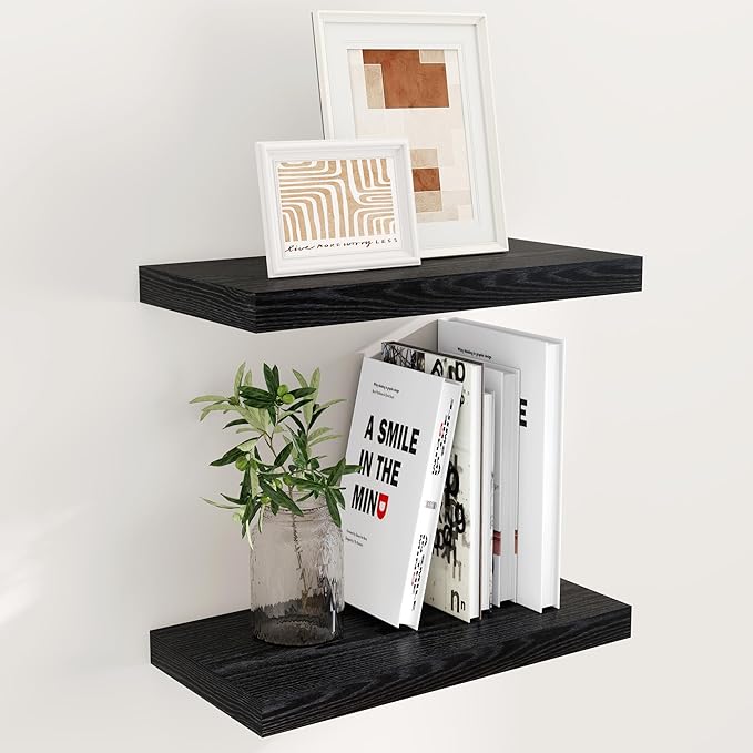 Floating Shelves 16 Inch Long, Wall-Mounted Bathroom Shelves Set of 2, 9.3 Inch by FunMemories