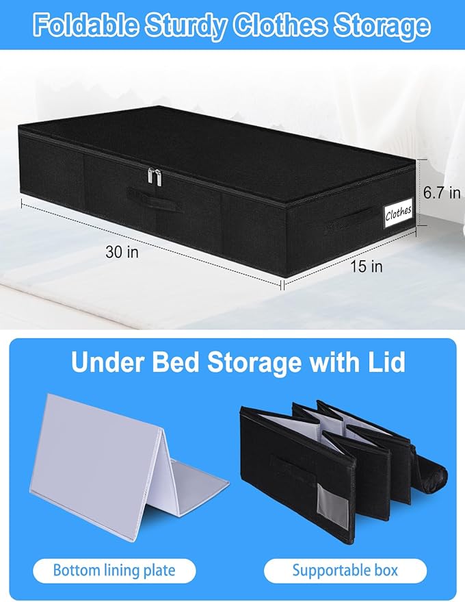 Under Bed Storage Bags with Zipper, 7 Inch Tall Underbed Storage Containers - Image 6