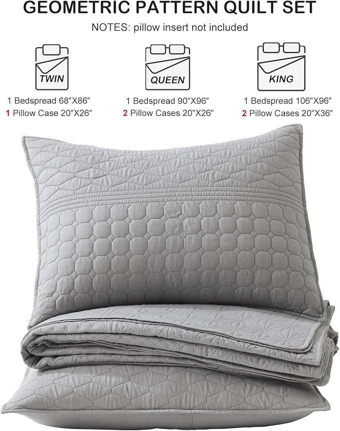 HORIMOTE HOME Grey Queen Size Quilt Set - Image 7