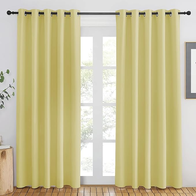 NICETOWN Paler Yellow Blackout Curtains 84 inch Length, Grommet Top Room by NICETOWN