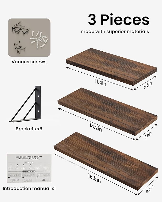 BAYKA Wall Shelves for Bedroom Decor, Floating Shelves for Wall, Display - Image 6