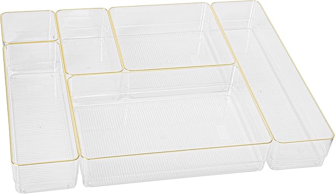 Martha Stewart Kerry Plastic Stackable Office Desk Drawer Organizers, - Image 4