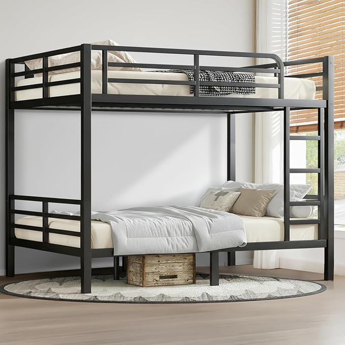 Full Over Full Bunk Bed Frame, Heavy Duty Metal Loft Bed by Unknown