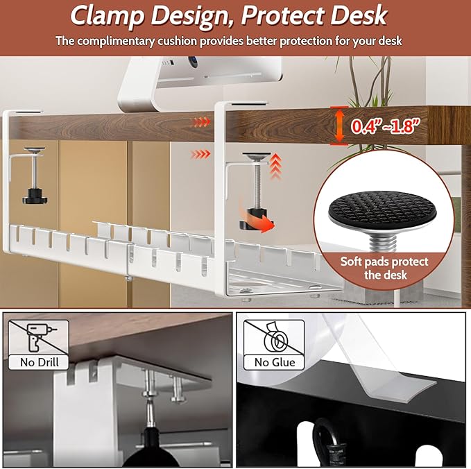Shikha Cable Management Under Desk, 15.7"-31" Retractable Cable Management Tray - Image 5