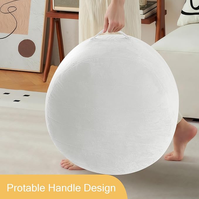 MeMoreCool Round Stuffed Pouf Ottoman Foot Rest, Floor Pouf Foot Stool - Image 8
