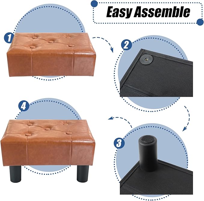 BRIAN & DANY Small Foot Stool, Leather Foot Stools - Image 5
