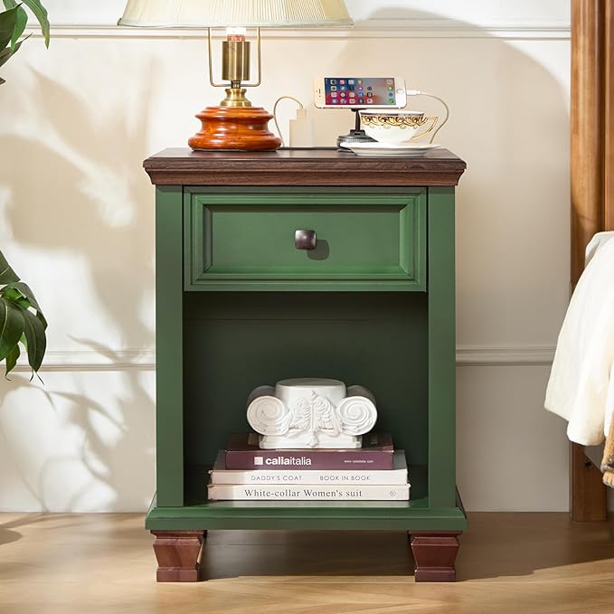 SAVOR LIFE Farmhouse End Tables Living Room Set of 2, Rustic Wood Nightstand - Image 8