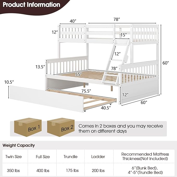KOMFOTT Wood Twin Over Full Bunk Bed - Image 2