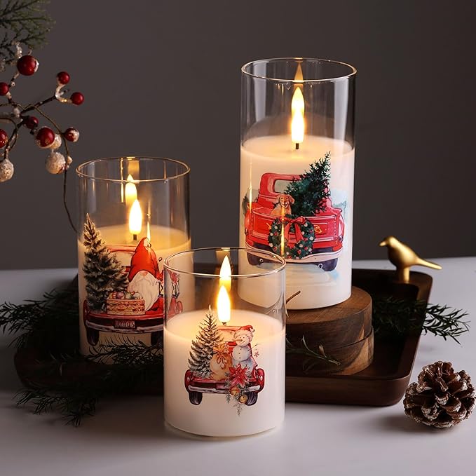 Eywamage Christmas Glass Flameless Candles - Image 7