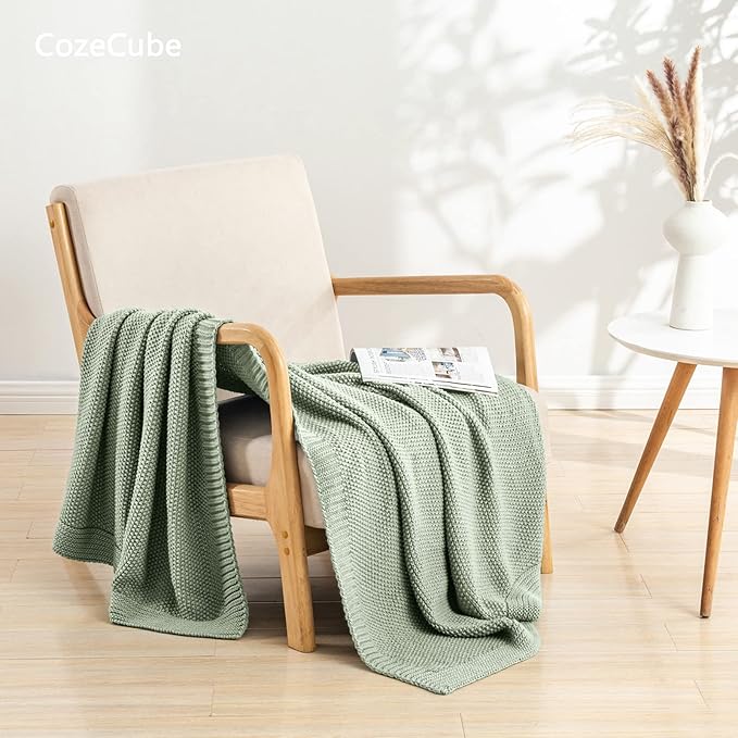 CozeCube Sage Green Throw Blanket - Image 5