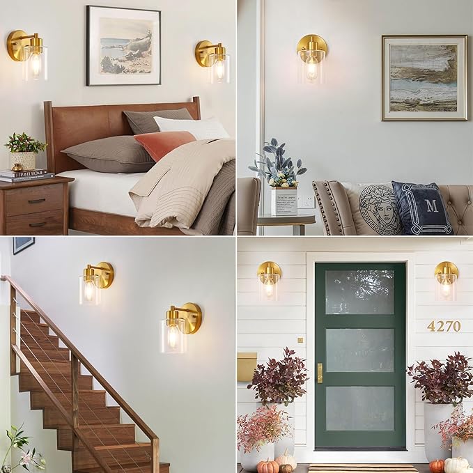 SOPEAS 1-Light Wall Sconce Gold, Vanity Light, Wall Mount Bathroom Mirror - Image 4