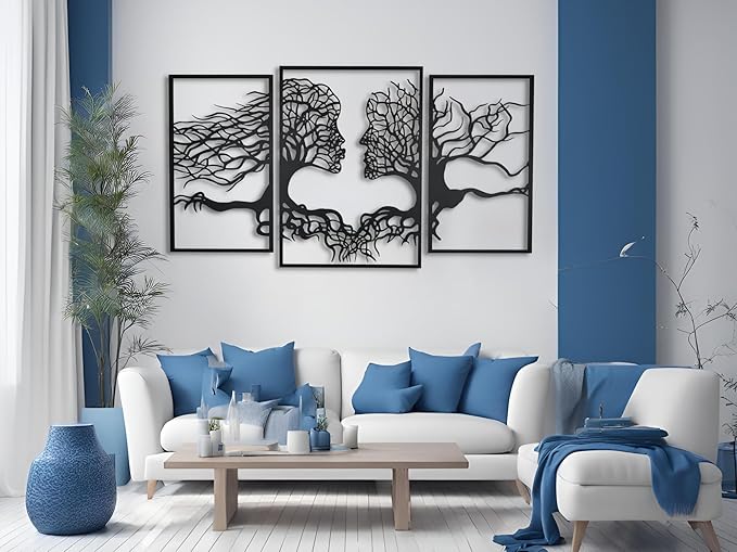 VAILLA Tree of Life Wall Wooden Art Abstract Tree Man Woman Face Large 3D - Image 7