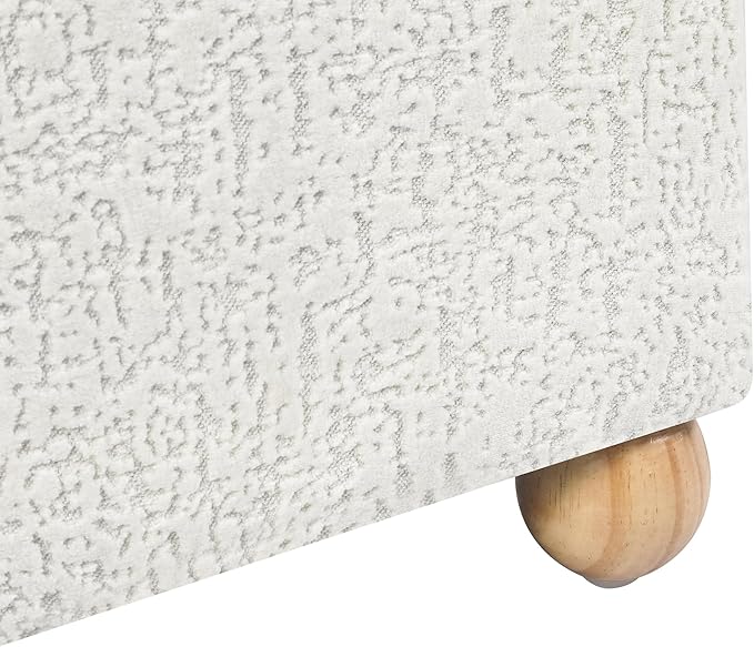 Adeco 17 Inch High Faux Fur White Cube Ottoman Storage, 3D Embossed Velvet - Image 9