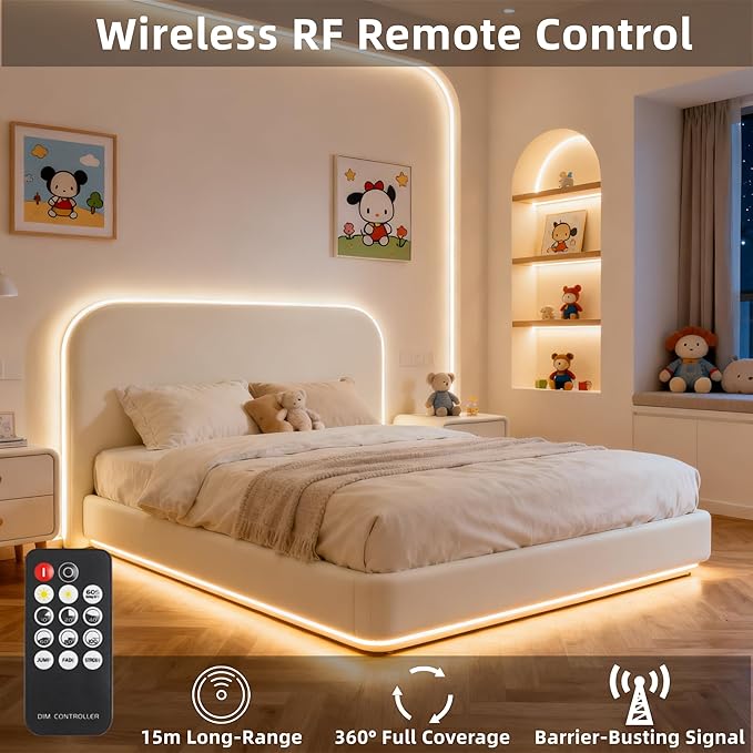 COB LED Strip Light with Remote, 3000K Dimmable, Warm White LED Lights - Image 3