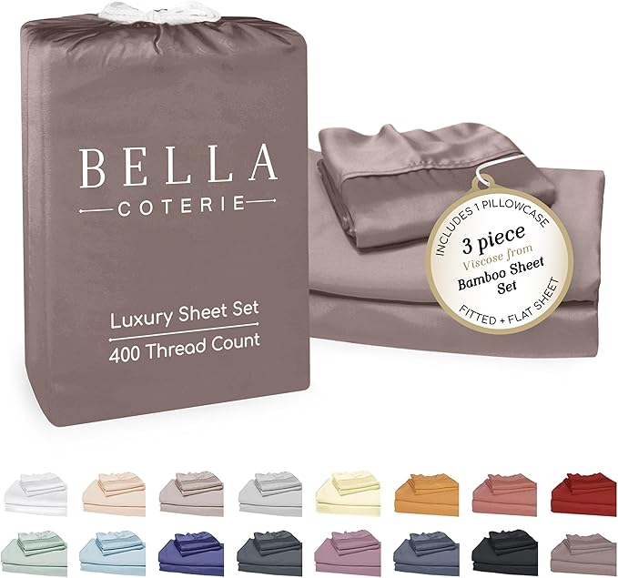 Bella Coterie Luxury Bamboo Viscose Twin Size Sheet Set | 100% Organically by BC