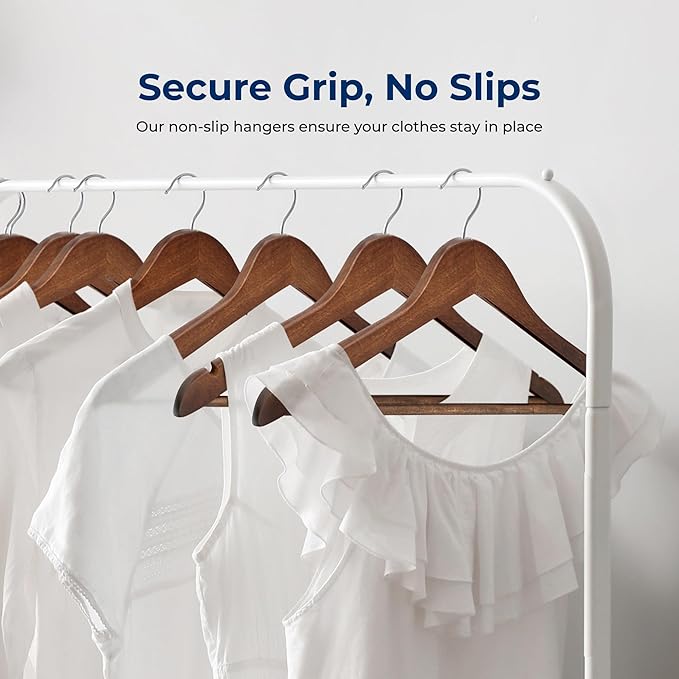 SereneLife 10-Pack Vintage Wooden Suit Hangers – Premium Solid Wood Coat Hangers - Image 3