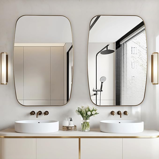 Oval Mirrors for Bathroom, Brushed Gold Oblong Bathroom Wall Mounted Modern - Image 2