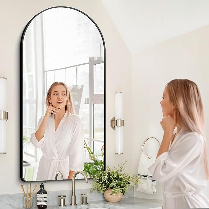 GLASHOM Arched Bathroom Mirror, Wall Mounted Mirror, Living Room, Vertically - Image 8