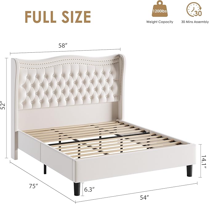 Upholstered Full Size Bed Frame - Image 2